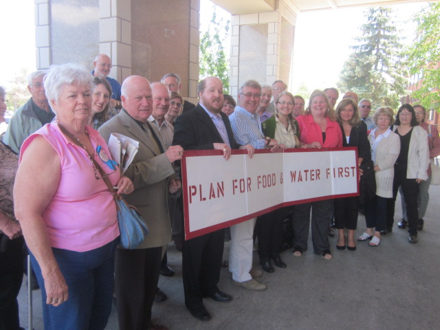 AWARE Simcoe members and supporters outside a 2013 OMB pre-hearing into Simcoe County's Official Plan - AWARE Simcoe photo