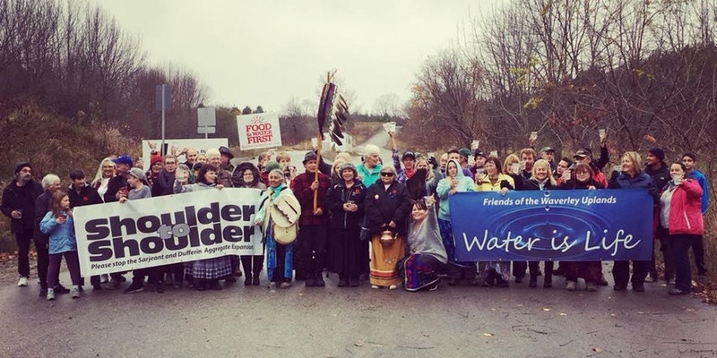 Water walkers gather at the Tendon Pit entrance in November 2017
