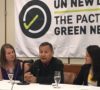 Grand Chief Stewart Philip, centre, at launch of Green New Deal